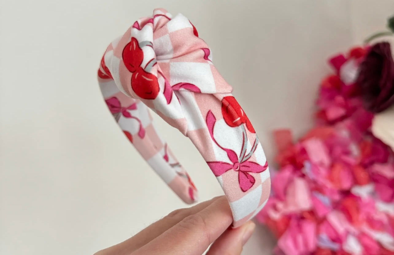 Cherries and Bows Super Soft, Top Knot Headband