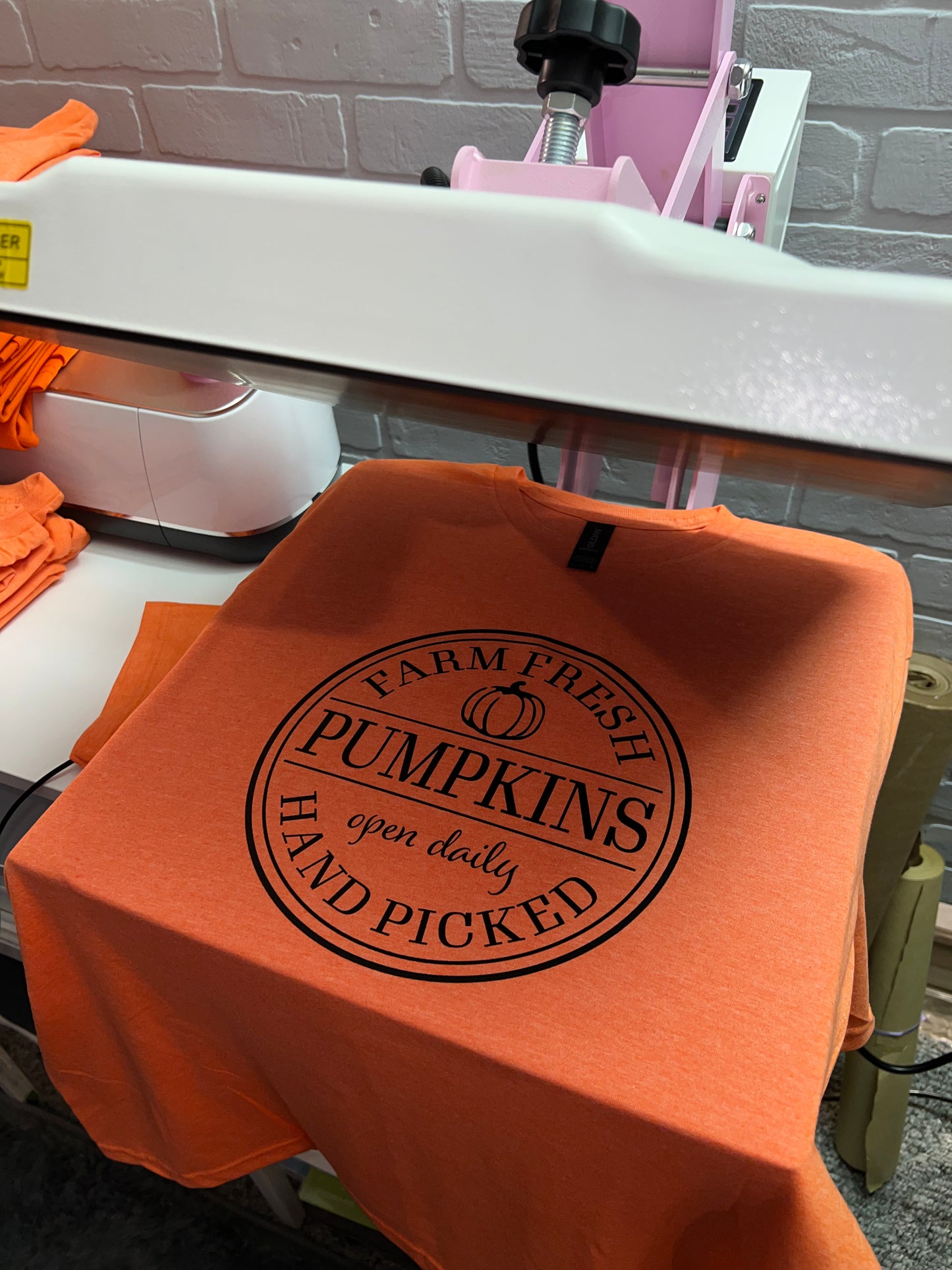 Farm Fresh Pumpkins on Orange Heather tee