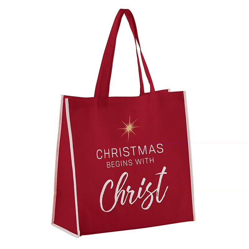 Christmas Begins with Christ, reusable Tote Bag