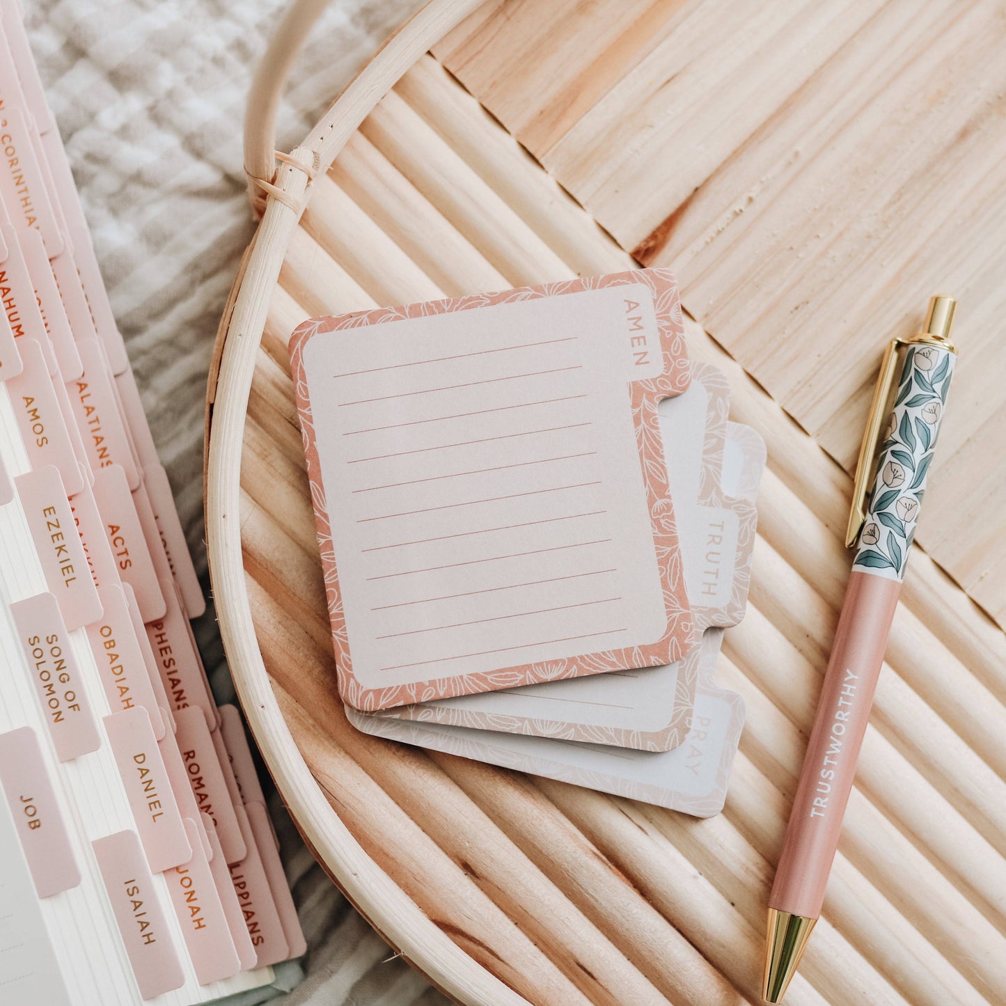 Coral Lined Sticky Tabs