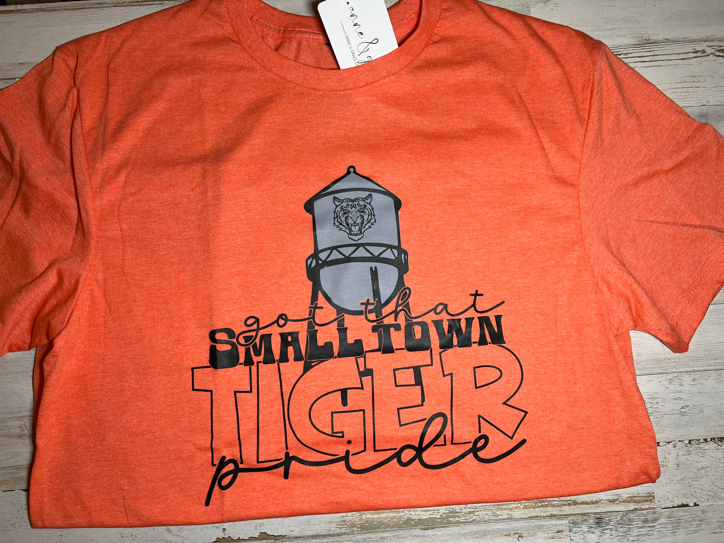 Got that small town Tiger Pride, heather orange tee