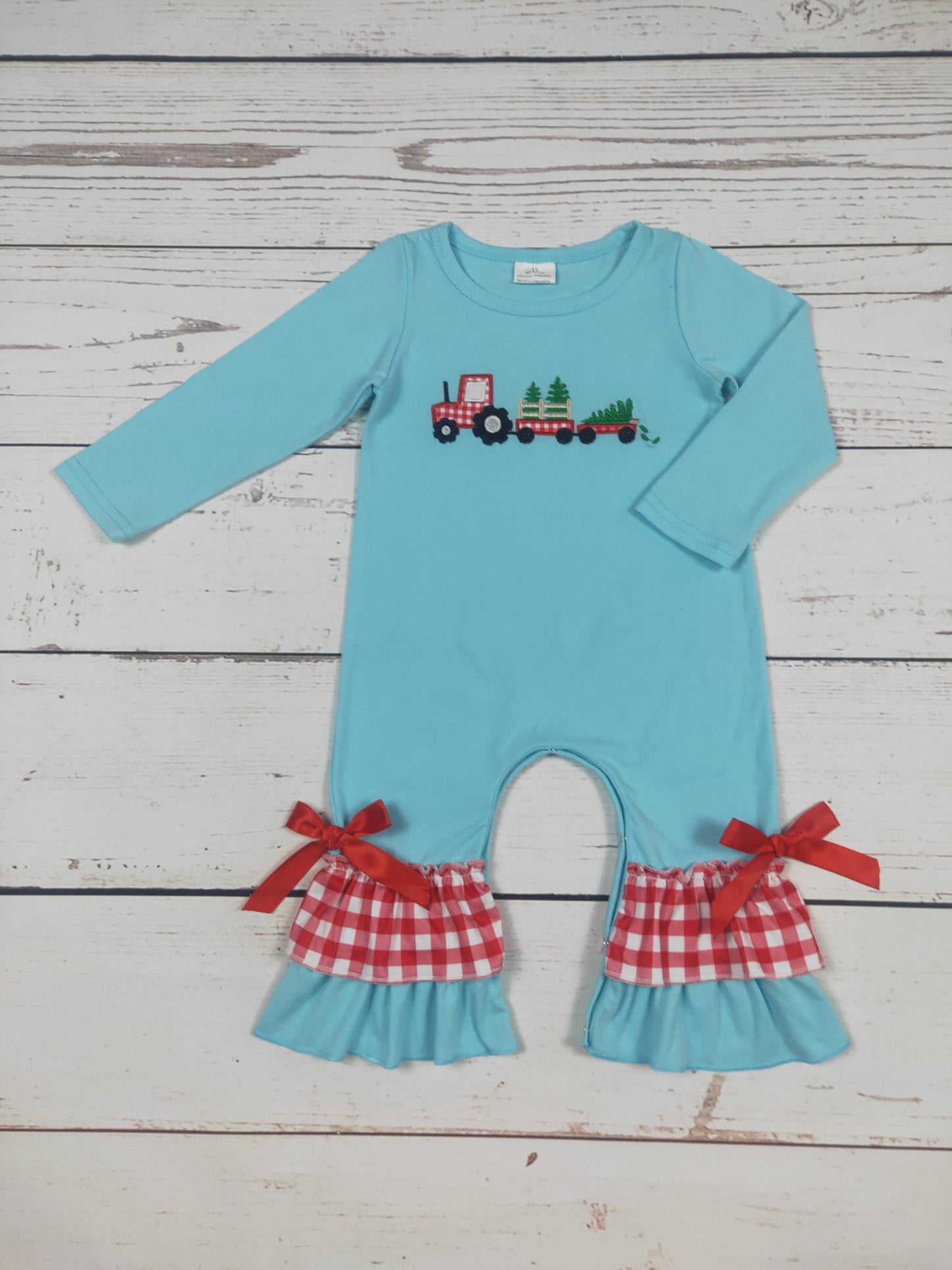 Baby Christmas Tree Appliqué Romper: 0-3M