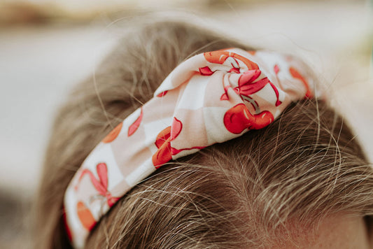 Cherries and Bows Super Soft, Top Knot Headband