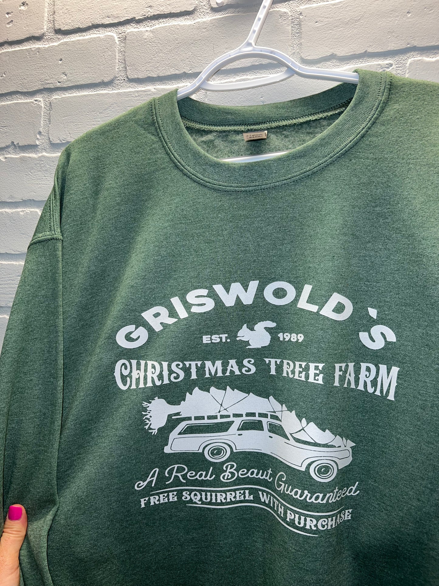 Griswold’s Christmas Tree Farm Crewneck on Heather Green