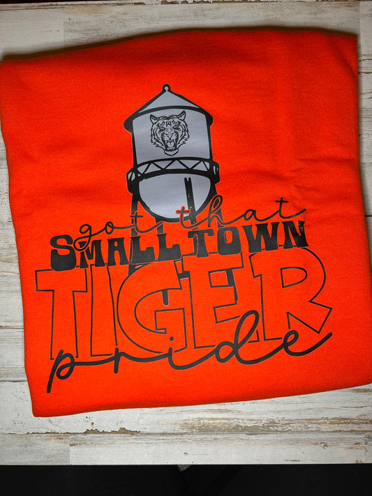 Got that small town Tiger Pride, orange crewneck