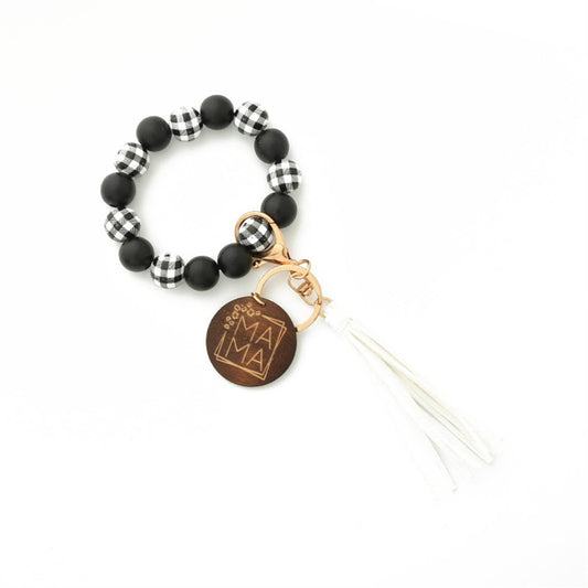 Mother's Day wood Bead Bracelet Keychain Bangle