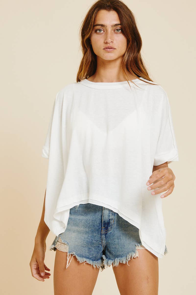 White Knit Short Sleeve, Relaxed Fit