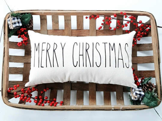 Merry Christmas Lumbar Pillow 10X18, 1 left!