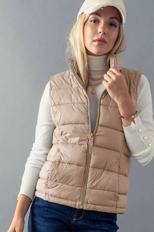 Puffer Vest, Neutral tan