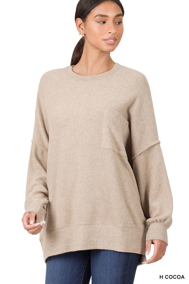 Brushed Melange Drop Shoulder Sweater