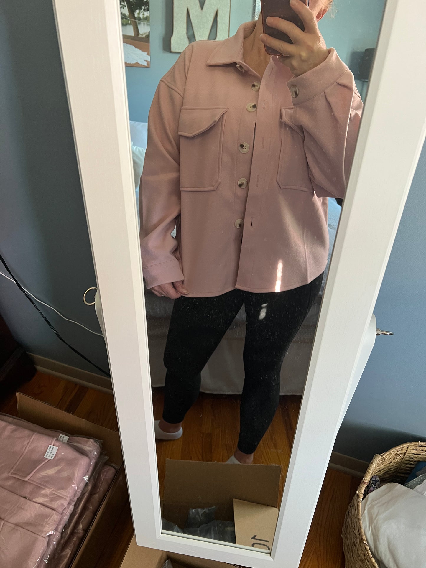 Solid Pink Long Sleeve Shacket